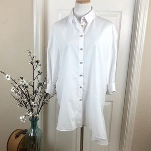 Shirt white gold buttons up front NWT
